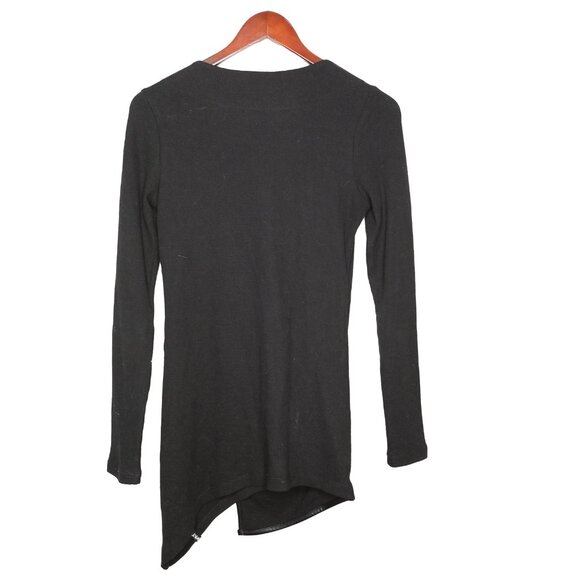 Marc New York Performance Cowl-Neck Waffle-Knit Black Tunic Top Asymmetrical - Picture 4 of 10